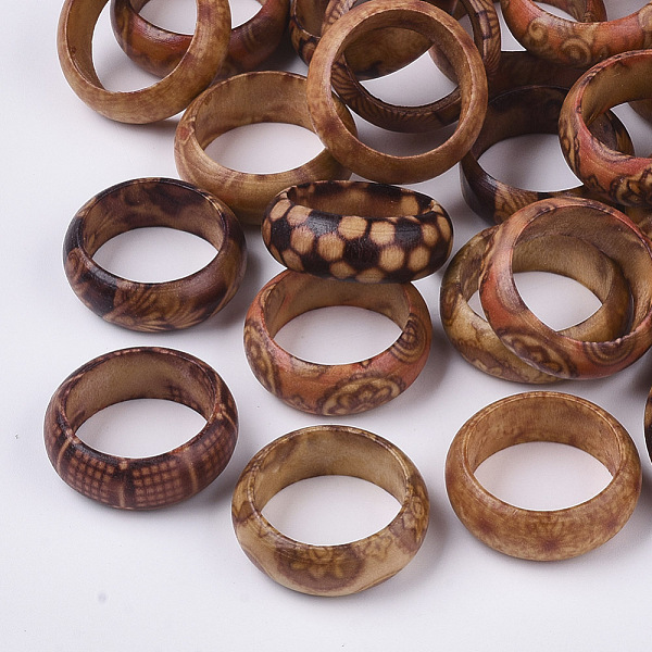 

PandaHall Wood Thumb Rings, Mixed Color, Size 9, 19mm Wood Multicolor