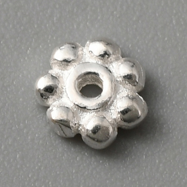 

PandaHall 925 Sterling Silver Spacer Beads, Flower, Silver, 4.5x1.5mm, Hole: 0.8mm Sterling Silver Flower