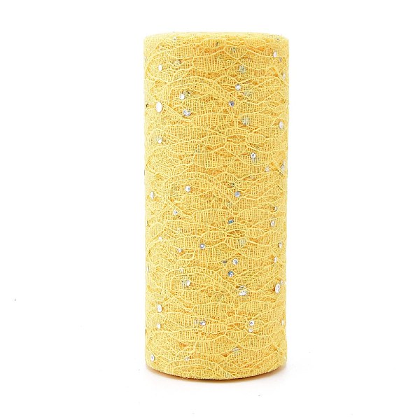 

PandaHall Glitter Sequin Deco Mesh Ribbons, Tulle Fabric, for Wedding Party Decoration, Skirts Decoration Making, Yellow, 6 inch(150mm)...