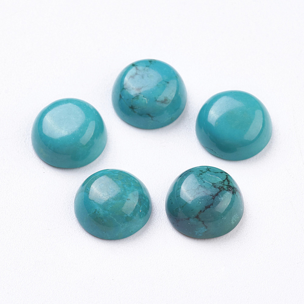 

PandaHall Natural Howlite Cabochons, Half Round, Dyed, Turquoise, 8x4mm Howlite Half Round Green