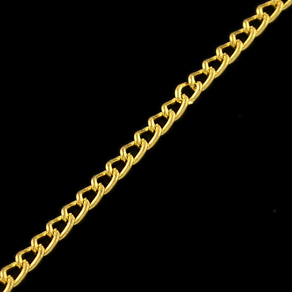 

PandaHall Unwelded Iron Curb Chains, with Spool, Golden, 3.2x2.2x0.6mm, about 328.08 Feet(100m)/roll Iron