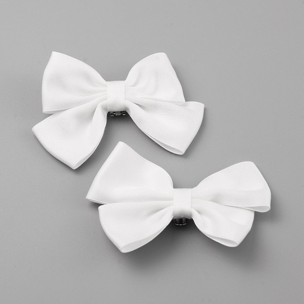 

PandaHall Detachable Polyester Bowknot Shoe Decoration, with Alloy Buckle Clip, Platinum, 75x108x14mm, 2pcs/set Polyester Bowknot White