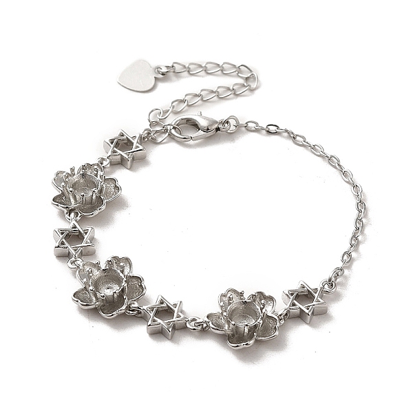 

PandaHall Brass Chain Bangle Making, Tray Bangle, Flower, Platinum, 139mm Brass