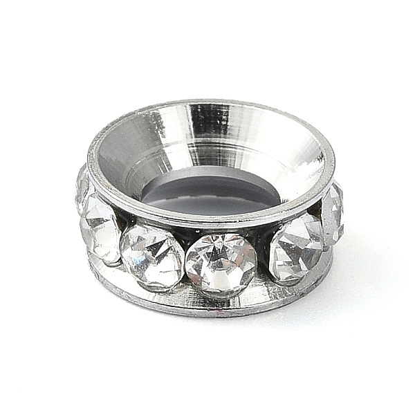 

PandaHall 304 Stainless Steel European Beads, with Rhinestone, Large Hole Beads, Column, Stainless Steel Color, 11x4.5mm, Hole: 5.5mm..., Clear