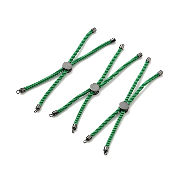 

PandaHall Half Finished Twisted Milan Rope Slider Bracelets, with Rack Plating Brass Cord Ends & Open Loop, Cadmium Free & Lead Free, for..., Green