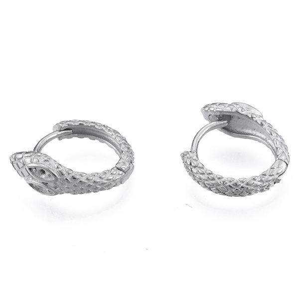 

PandaHall 304 Stainless Steel Hoop Earrings Findings, Earring Settings for Rhinestone, Snake, Stainless Steel Color, 17x15x3~5.5mm, Pin: 1mm...