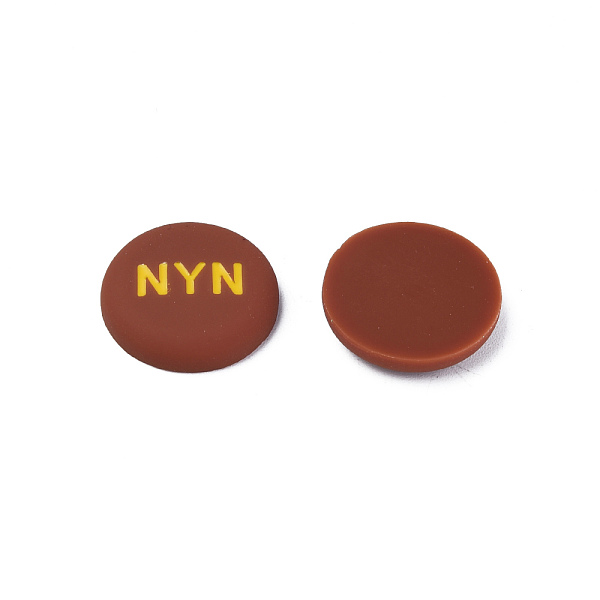 

PandaHall Acrylic Enamel Cabochons, Flat Round with Word NYN, Saddle Brown, 21x5mm Acrylic Flat Round