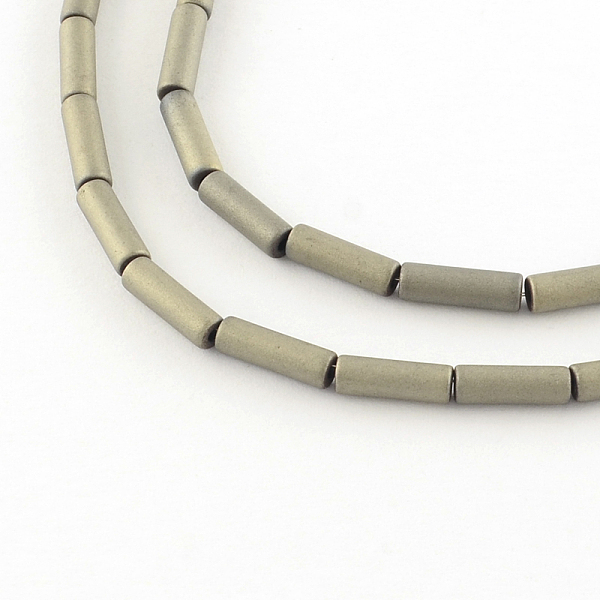

PandaHall Tube Electroplate Non-magnetic Synthetic Hematite Bead Strands, Matte Style, Light Gold Plated, 9x3mm, Hole: 1mm, about...