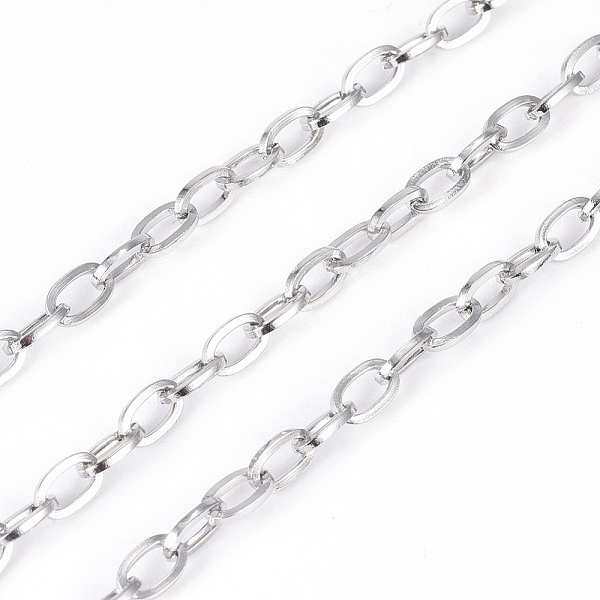

PandaHall 304 Stainless Steel Cable Chains, Unwelded, with Spool, Flat Oval, Stainless Steel Color, 5.5x3.5x0.8mm, about 32.8 Feet(10m)/roll...