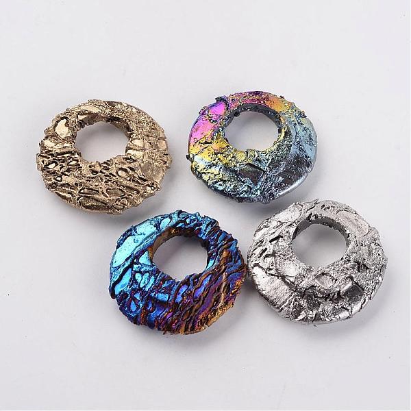 

PandaHall Electroplated Natural Dragon Bone Stone Pendants, Flat Round, Mixed Color, 47~50x11~12mm, Hole: 18~20mm Dragon Bone Stone Flat...
