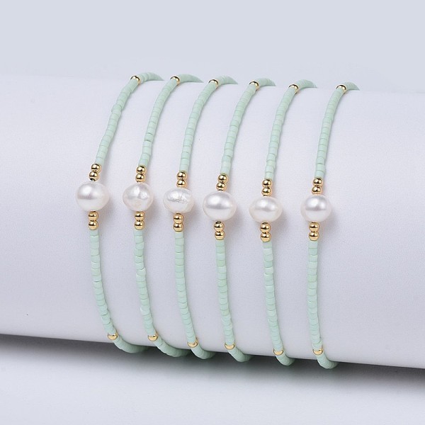 

PandaHall Adjustable Nylon Cord Braided Bead Bracelets, with Japanese Seed Beads and Pearl, Azure, 2 inch~2-3/4 inch(5~7.1cm) Nylon Blue
