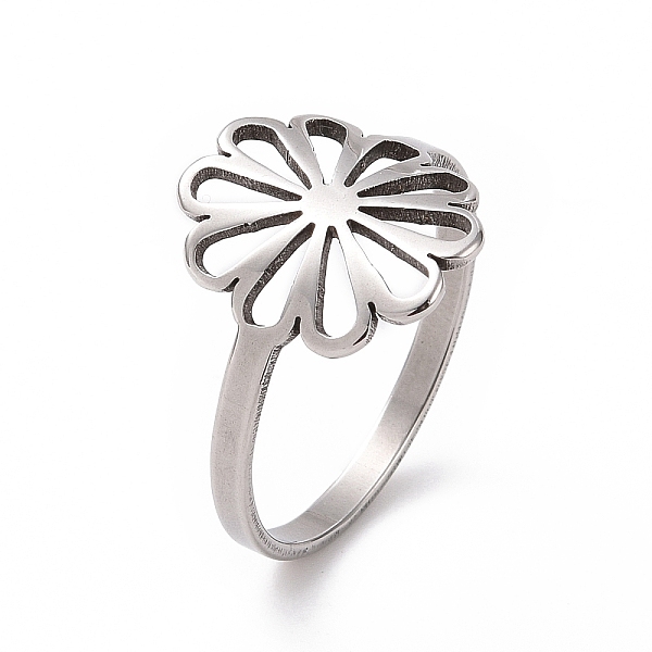 Anlaufgeschützter Fingerring Aus Edelstahl Mit Blume