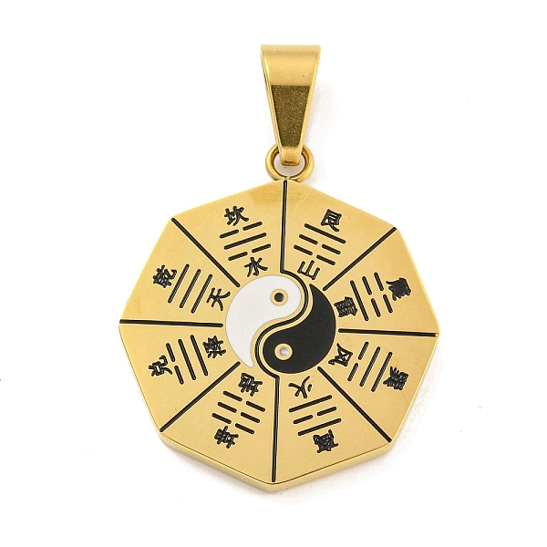 

PandaHall Ion Plating(IP) 304 Stainless Steel Pendants, with Enamel, Bagua Formation, Yin Yang Charm, Golden, 30x25.5x2.5mm, Hole: 8.5x4.5mm..., Black