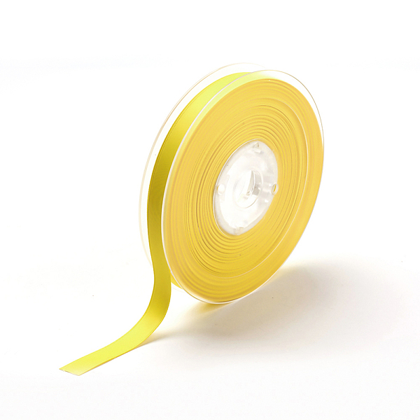 

PandaHall Double Face Matte Satin Ribbon, Polyester Satin Ribbon, Yellow, (3/8 inch)9mm, 100yards/roll(91.44m/roll) Polyester None Yellow