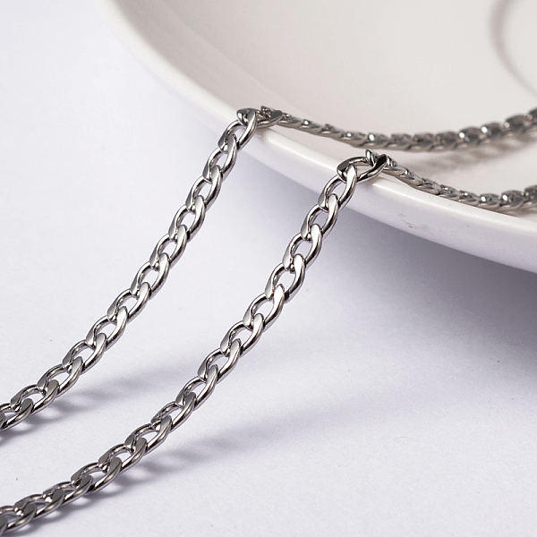 

PandaHall 3.28 Feet 304 Stainless Steel Twisted Chain Curb Chains, Unwelded, Stainless Steel Color, 4~5x3x0.8mm 304 Stainless Steel