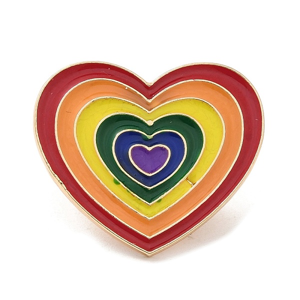 

PandaHall Pride Rainbow Theme Enamel Pins, Light Gold Alloy Badge for Backpack Clothes, Colorful, Heart, 20.5x24.5x1.2mm Alloy+Enamel Heart