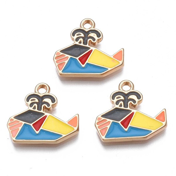 

PandaHall Rack Plating Alloy Enamel Pendants, Cadmium Free & Nickel Free & Lead Free, Light Gold, Origami Whale Shape, Colorful, 15.5x17x2mm...