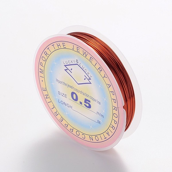 

PandaHall Round Copper Jewelry Wire, Saddle Brown, 24 Gauge, 0.5mm, about 26.24 Feet(8m)/roll Copper Round Brown