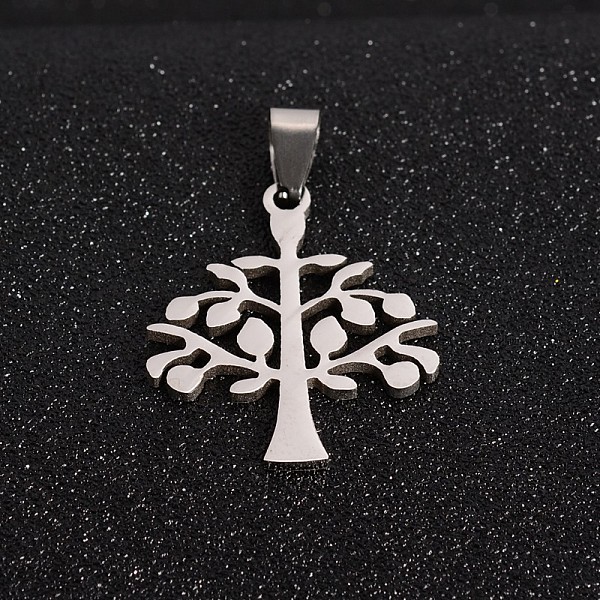

PandaHall Tree of Life 201 Stainless Steel Pendants, Stainless Steel Color, 30x26x1.5mm, Hole: 4x9mm 201 Stainless Steel Tree