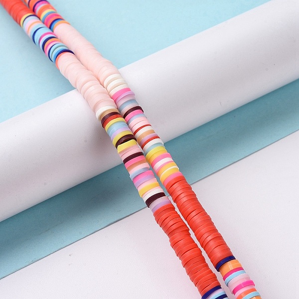 

PandaHall Handmade Polymer Clay Bead Strands, Heishi Beads, Disc/Flat Round, Orange Red, 6x0.2~2mm, Hole: 2mm, about 325~330pcs/strand...