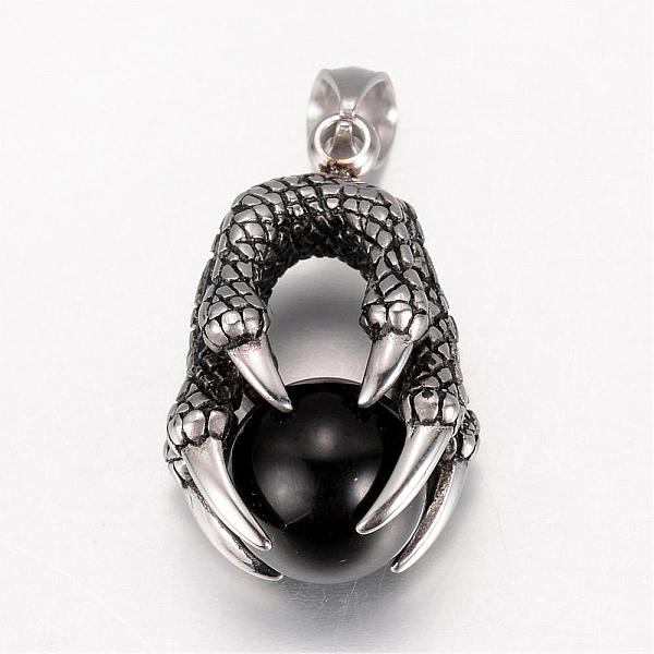 

PandaHall 316 Surgical Stainless Steel Pendants, with Czech Rhinestone, Claw, Antique Silver, 32.5x16x22mm, Hole: 5x8mm Stainless...