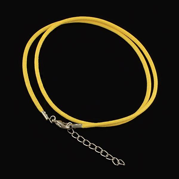 

PandaHall Waxed Cotton Cord Necklace Making, with Alloy Lobster Claw Clasps and Iron End Chains, Platinum, Yellow, 17.4 inch(44cm) Waxed...