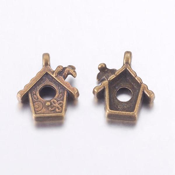 PandaHall Tibetan Style Pendants, Alloy, Cadmium Free & Nickel Free & Lead Free, House, Antique Bronze Color, Size: about 15.5mm long, 13mm...
