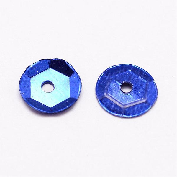 

PandaHall Plastic Paillette Beads, Semi-cupped Sequins Beads, Center Hole, Blue, 5x0.5mm, Hole: 1mm Plastic Disc Blue