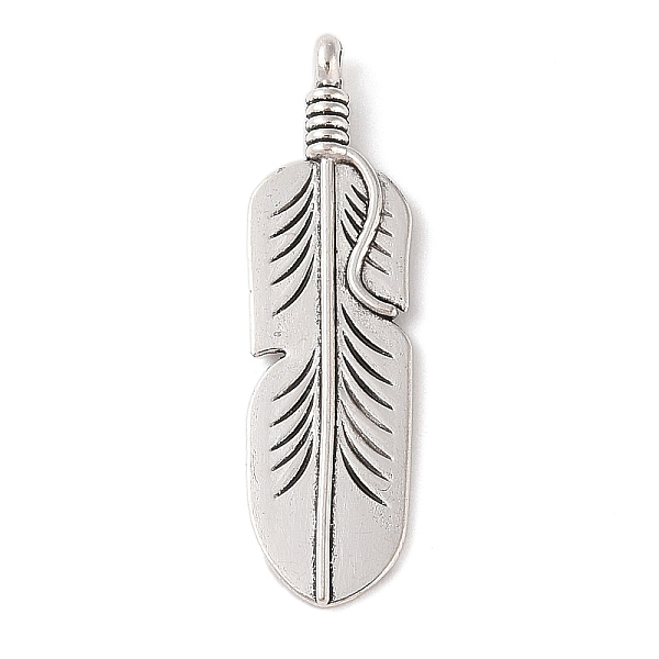 

PandaHall Tibetan Style Alloy Pendants, Cadmium Free & Lead Free, Feather, Antique Silver, 41.5x11.5x4mm, Hole: 2mm, about 471pcs/1000g...