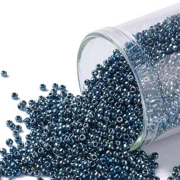 

PandaHall TOHO Round Seed Beads, Japanese Seed Beads, (511) Galvanized Peacock Blue, 15/0, 1.5mm, Hole: 0.7mm, about 3000pcs/10g Glass Blue