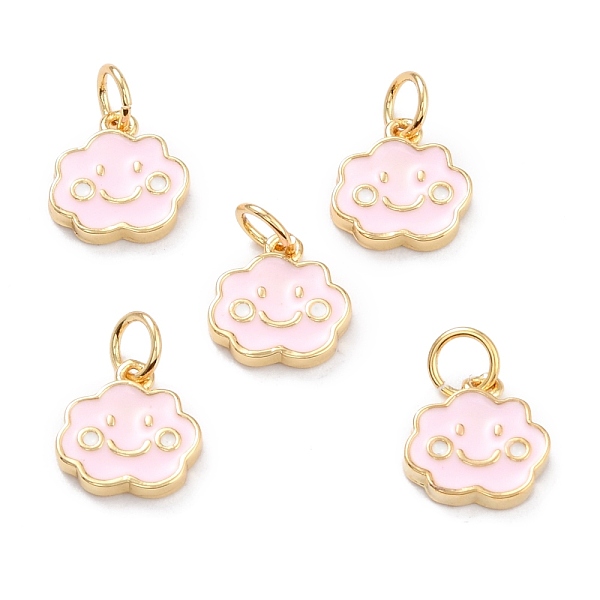 

PandaHall Real 18K Gold Plated Brass Charms, with Enamel and Jump Rings, Long-Lasting Plated, Cloud with Smile Face, Pink, 10.5x10x2mm, Jump...