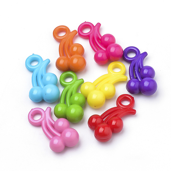

PandaHall Opaque Acrylic Pendants, Cherry, Mixed Color, 20x11x6mm, Hole: 3mm Acrylic Cherry Multicolor