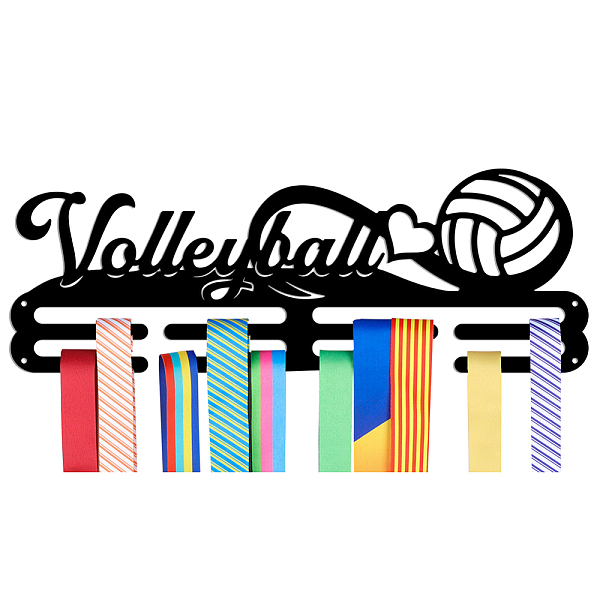 

PandaHall Medals Hanger Display Holder Rack, Volleyball Theme Medals Display Wall Mounted Frame Medal Ribbon Holder Hooks for Competition..., Black