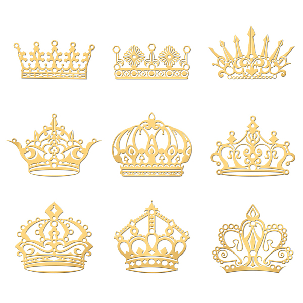 

PandaHall Nickel Decoration Stickers, Metal Resin Filler, Epoxy Resin & UV Resin Craft Filling Material, Golden, Crown, 40x40mm, 9pcs/set...