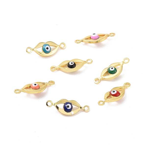 

PandaHall Brass Enamel Connector Charms, Real 18K Gold Plated, Lip with Evil Eye Pattern, Mixed Color, 5.5x16x3mm, Hole: 1.2mm Brass+Enamel..., Multicolor