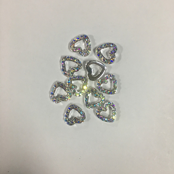 

PandaHall Alloy Rhinestone Cabochons, Nail Art Decoration Accessories, Cadmium Free & Lead Free, Heart, Silver, Crystal AB, 8x8x2.5mm..., Clear