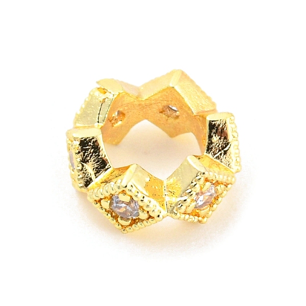 

PandaHall Rack Plating Brass Micro Pave Cubic Zirconia European Beads, Large Hole Beads, Long-Lasting Plated, Lead Free & Cadmium Free..., Clear