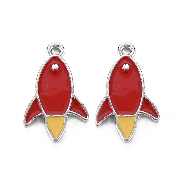 

PandaHall Rack Plating Alloy Pendants, Cadmium Free & Lead Free, Rocket, Platinum, 22x14x2mm, Hole: 1.6mm Alloy+Enamel Others Red