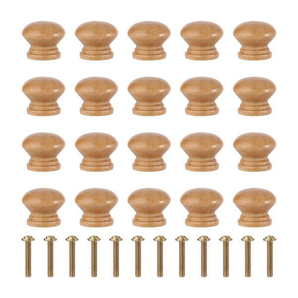 

PandaHall Schima Wood Drawer Handle, with Iron Screws, Round, Peru, 24x20mm Wood Brown