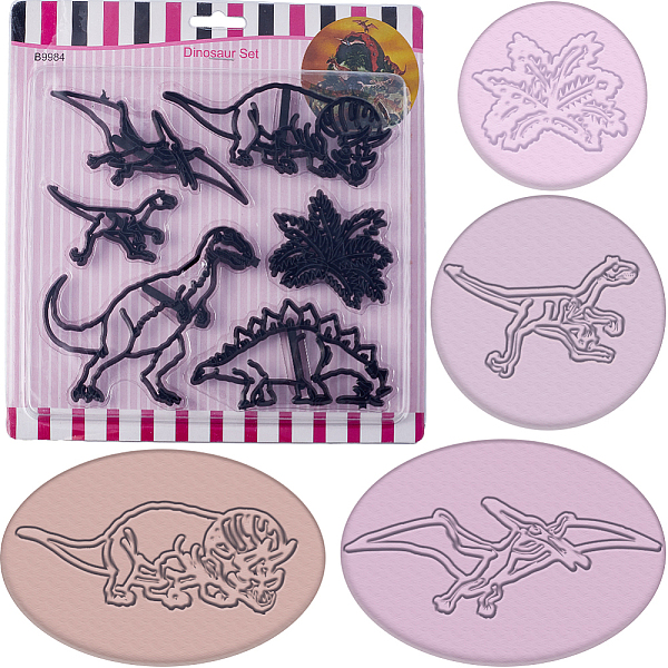 

PandaHall Plastic Cookie Cutters, Fondant Cake Moulds, for DIY Baking Decoration, Dinosaur, 41.5~93x67~122x11mm, 6pcs/set Plastic Dinosaur..., Black