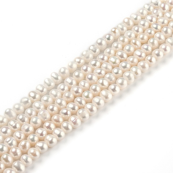 

PandaHall Natural Cultured Freshwater Pearl Beads Strands, Round, Bisque, 5~6x5~6.5mm, Hole: 0.5mm, about 67~68pcs/strand, 14.25 inch..., Orange