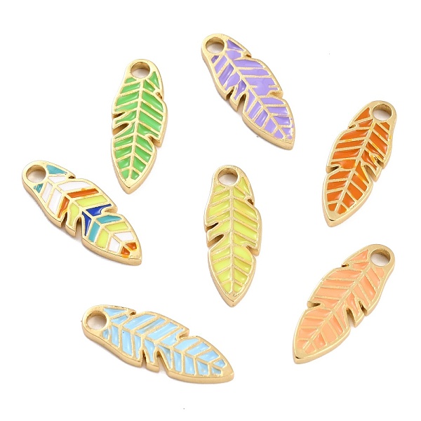 

PandaHall Golden Plated Brass Enamel Pendants, Long-Lasting Plated, Feather, Mixed Color, 23.5x8.8x1.8mm, Hole: 2.7mm Brass+Enamel Feather..., Multicolor