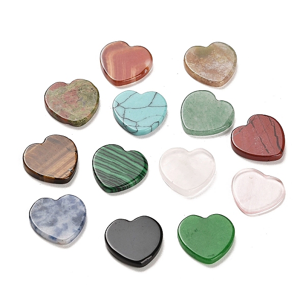 

PandaHall Natural & Synthetic Mixed Gemstone Cabochons, Heart, 14x14x1.5~2mm Mixed Stone Heart