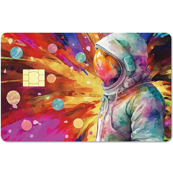 

PandaHall PVC Plastic Waterproof Card Stickers, Self-adhesion Card Skin for Bank Card Decor, Rectangle, Spaceman, 186.3x137.3mm Plastic...