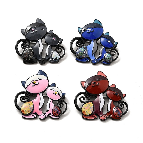 

PandaHall Alloy Enamel Brooches, Cadmium Free & Lead Free, Cat, Mixed Color, 42x43.5x4.5mm, Pin: 0.7mm Alloy+Enamel Multicolor