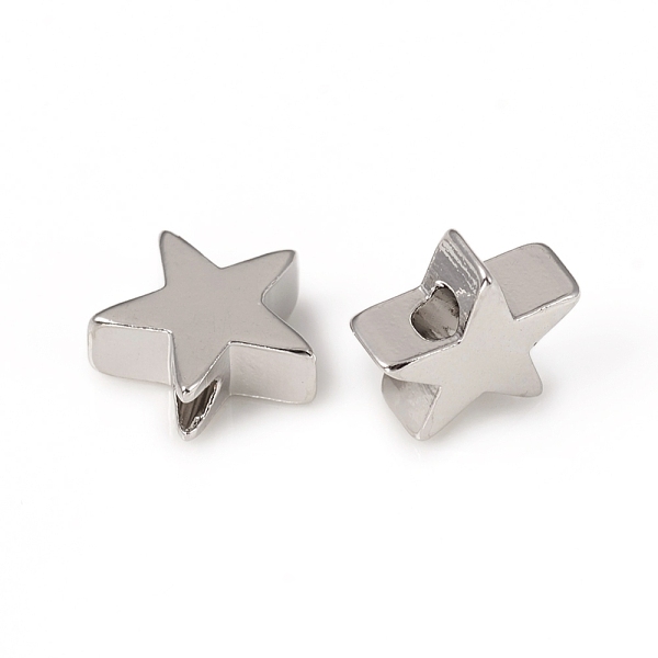 

PandaHall Brass Beads, Star, Long-Lasting Plated, Platinum, 8x8x3.5mm, Hole: 1.5mm Brass Star