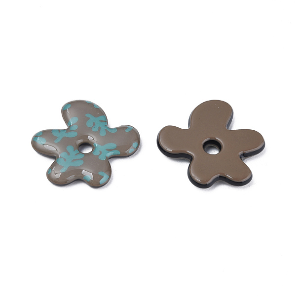 

PandaHall Printed Acrylic Cabochons, Flower with Leaf, Rosy Brown, 29.5x30.5x4.5mm Acrylic Flower
