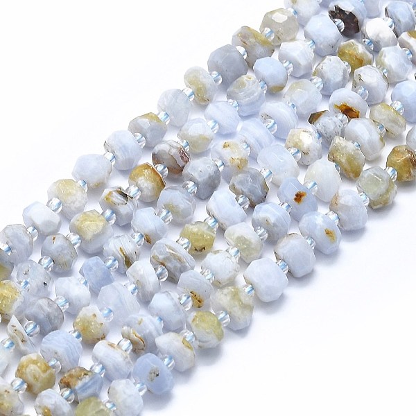 

PandaHall Natural Blue Lace Agate Beads Strands, Faceted, Nuggets, 7~8x3~5mm, Hole: 1mm, about 47pcs/strand, 15.35 inch(39cm) Blue Lace...