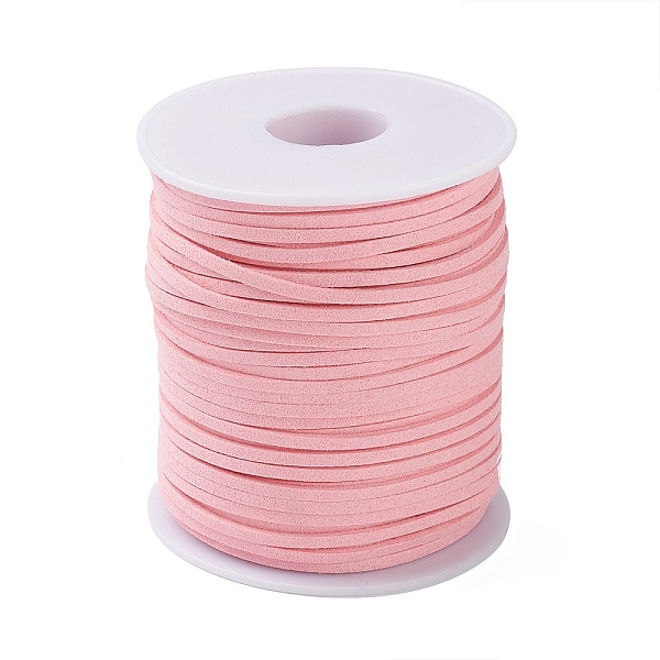 

PandaHall 45M Faux Suede Cord, Faux Suede Lace, Pink, 2~2.5x1.5~2mm, about 50 Yards(45m)/Roll Faux Suede Pink