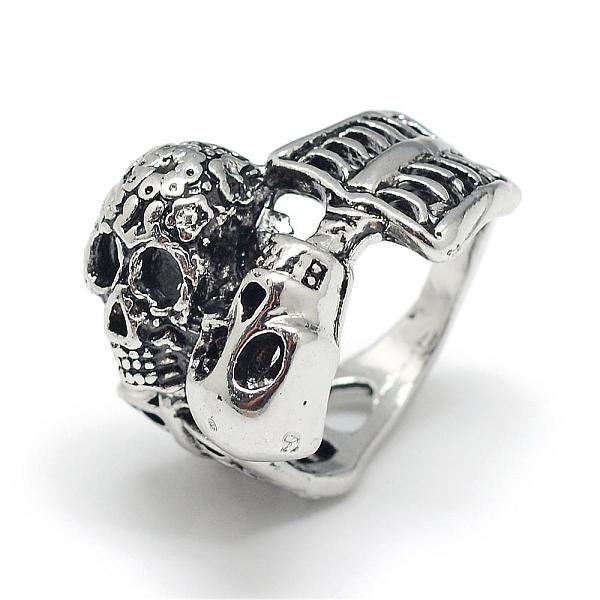 

PandaHall Alloy Finger Rings, Human Skeleton, Size 10, Antique Silver, 20mm Alloy